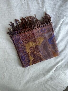 Golden Purple Pashmina Scarf Wrap